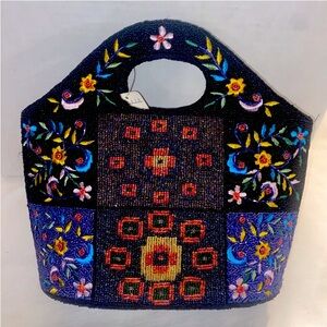 Beaded Bucket Bag, NWT, Black, Vintage Estate Sale Find